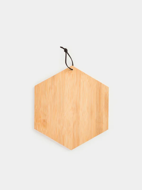 Cutting board, 25x22 cm, bamboo, hexagonal, Bee, Honey, image-2