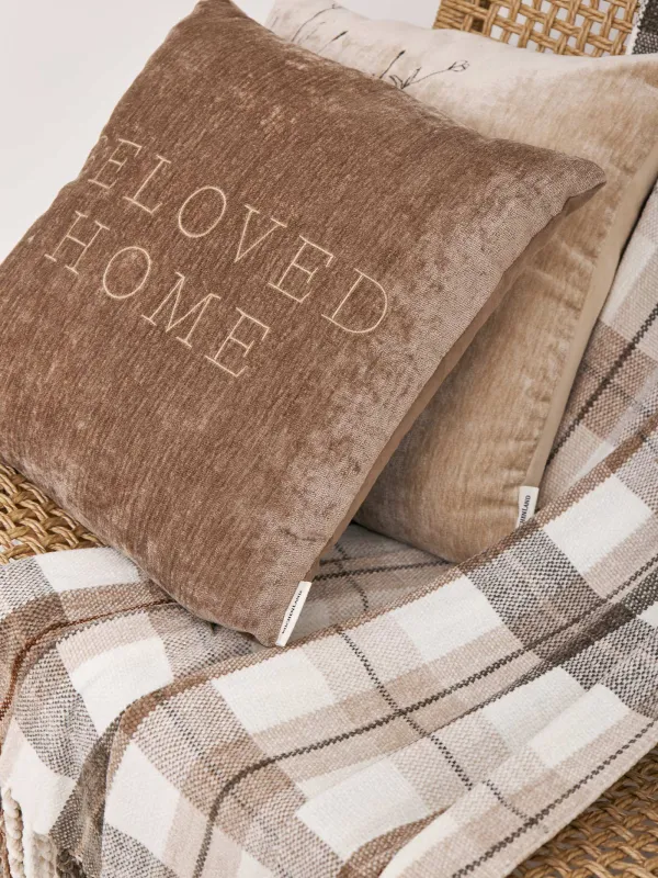 Decorative pillow, 45x45 cm, chenille / velvet, brown, Beloved home, Chenill, image-2