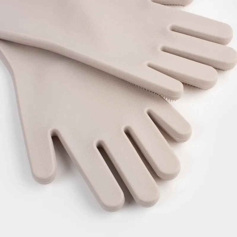 Cleaning glove, 2 pcs, silicone, gray-beige, Clean, image-3