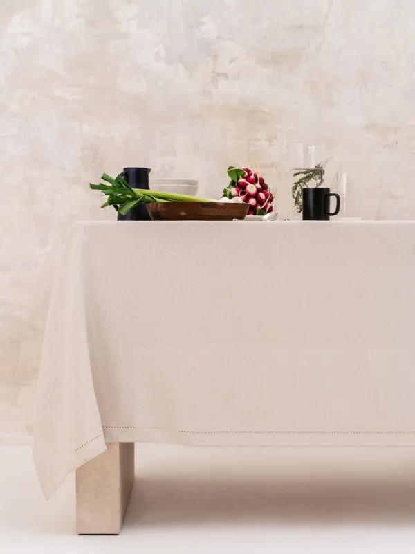 Tablecloth, 170x250 cm, polyester, silver-cream, Hemstitch, image-0