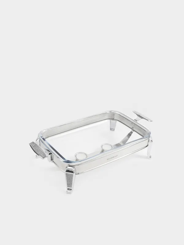 Chafing dish, 49x26x18 cm, with lid, rectangular, glass T / steel, Winter antarctica, image-1