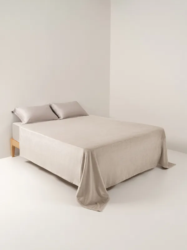 Bedspread, 220x240 cm, flannel, grey, Flannel, image-1