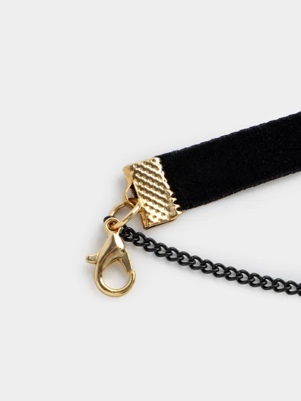 Choker, 29 cm, velvet/metal, black, Heart, Heart, image-3