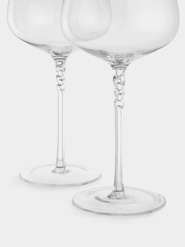 Drinking glass, 650 ml, 2 pcs, crystal glass, Twisted leg, Parma, image-3