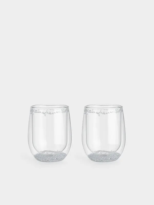 Glass, 11 cm, 300 ml, 2 pcs, B glass, with crystals inside, Air decor, image-0