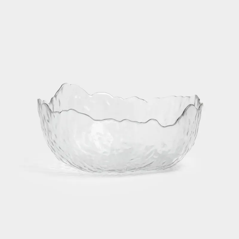 Salad bowl, 17x7 cm, 700 ml, glass, with silver edging, Nautilus silver