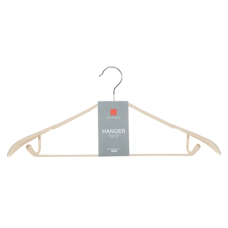 Hanger, 44 cm, with shoulder pad, with loops for trousers/skirts, metal coated, beige, Colorful house, image-1