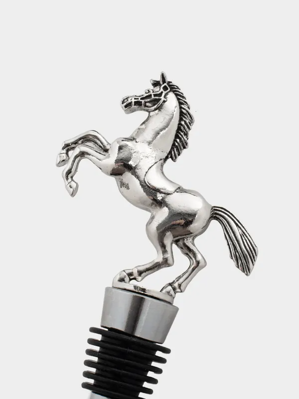 Bottle stopper, 13 cm, metal, silver, Horse on end, Horse silver, image-3