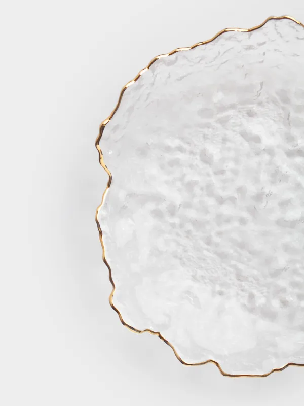 Dish, 25 cm, glass, with golden edging, Nautilus gold, image-3