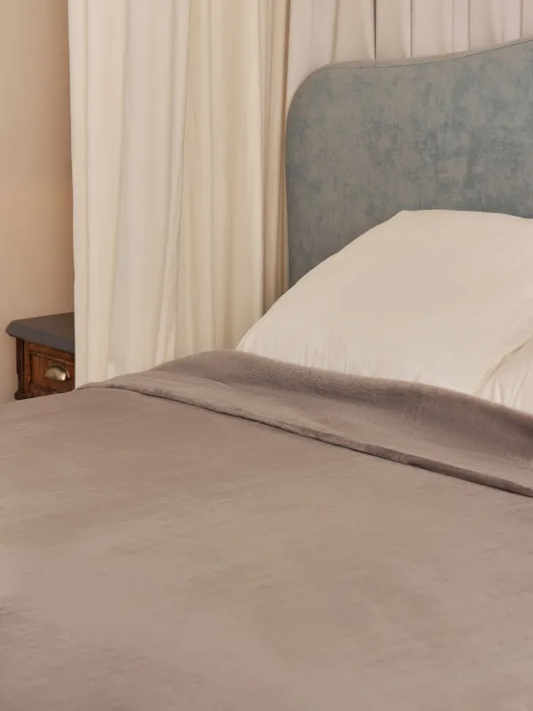 Bedspread, 220x240 cm, flannel, light grey, Flannel, image-2