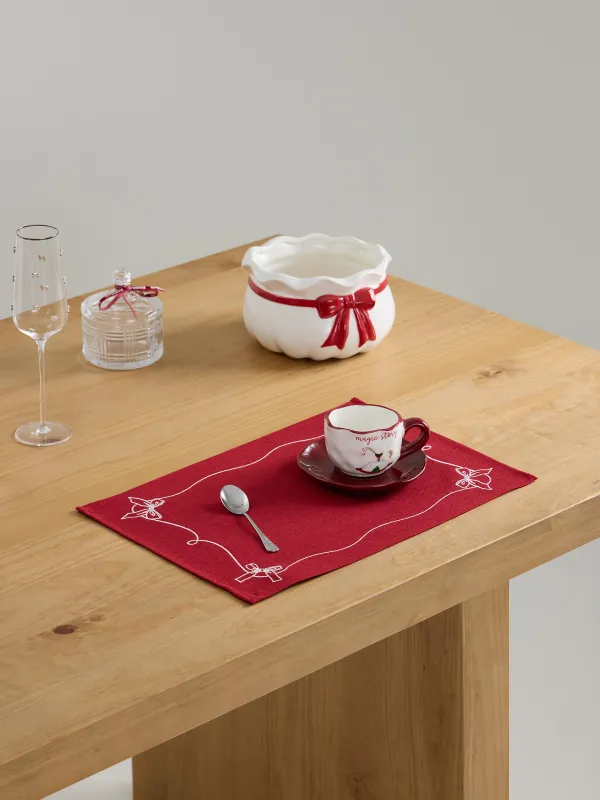 Placemat, 30x45 cm, polyester, rectangular, burgundy, Bows, Bow bordo, image-5