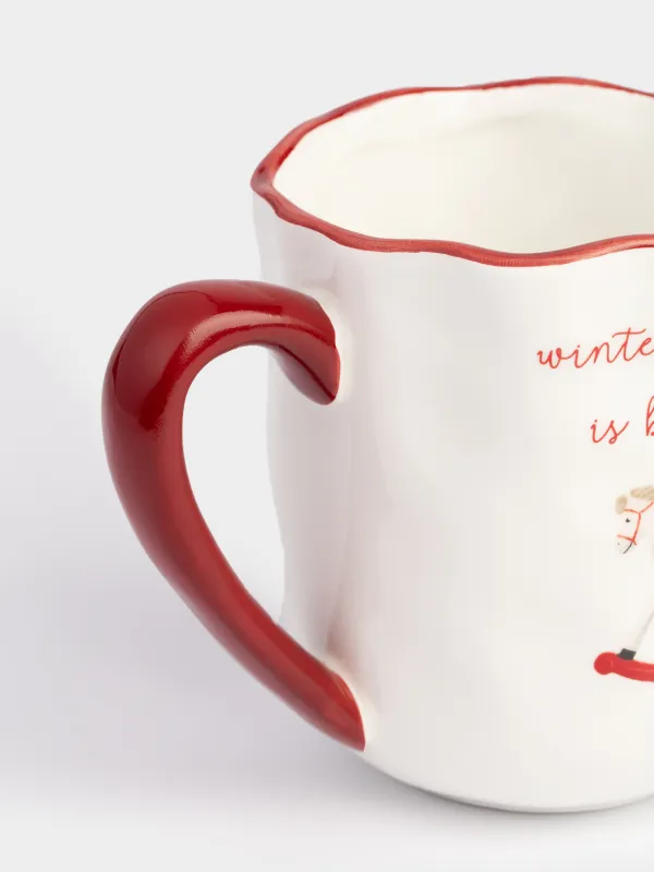 Mug, 580 ml, ceramic, Horse, Christmas tree, image-3