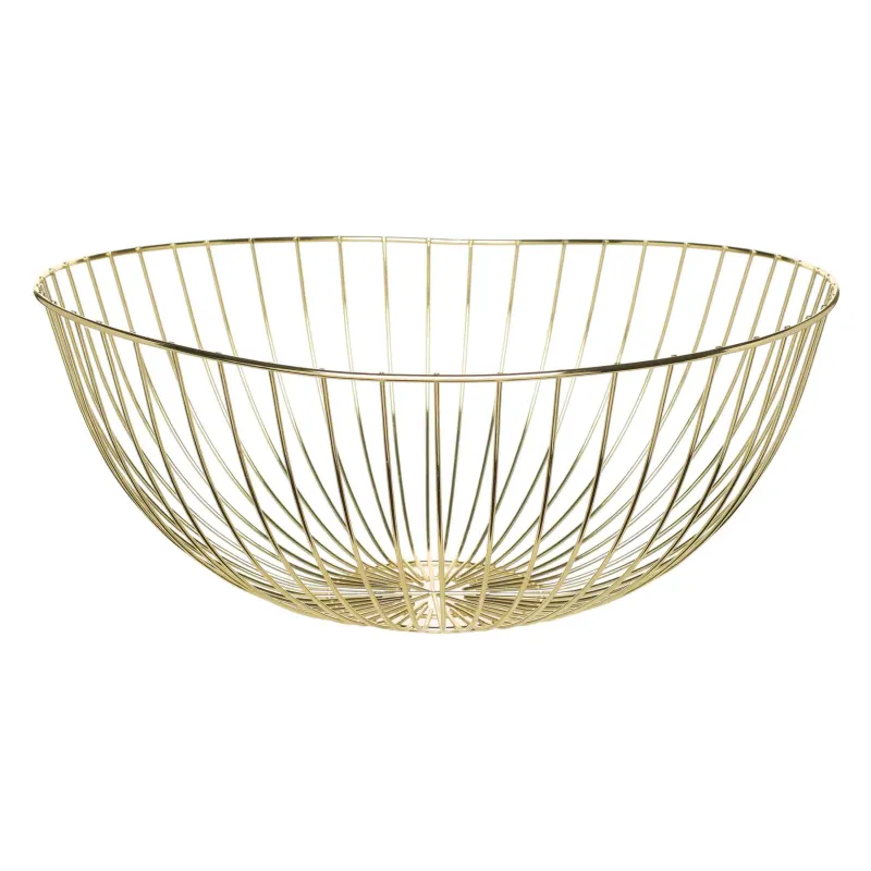 Fruit basket, 33 cm, metal, golden, Twigs, Twist gold, image-0