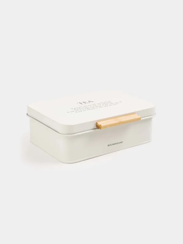 Tea storage box, 22x17 cm, 6 compartments, metal / wood, rectangular, milky, Course, image-2