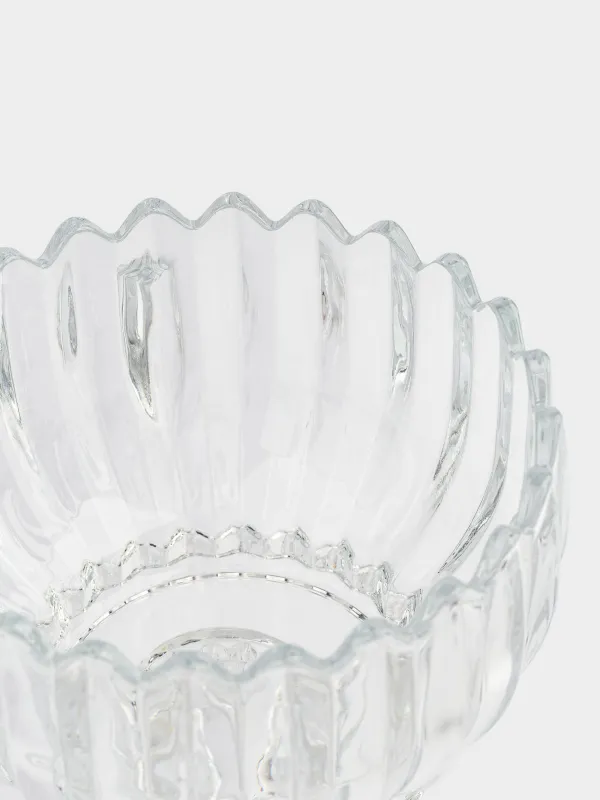 Candy bowl, 24x16 cm, on the leg, with lid, glass P, Alpine, image-5