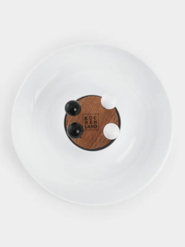 Appetizer dish, 23 cm, with skewers, porcelain P / wood, white / black, B&W, image-2