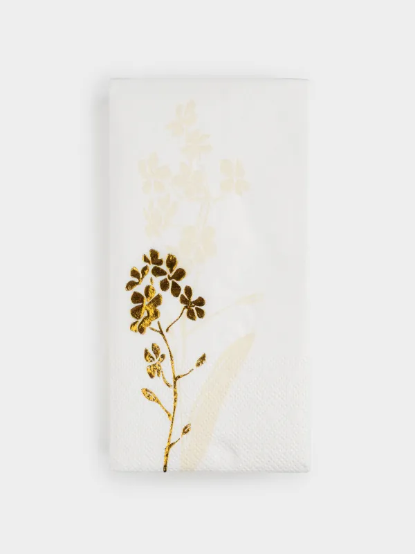 Paper napkins, 33x33 cm, 20 pcs, rectangular, white, Golden leaves, Print, image-0