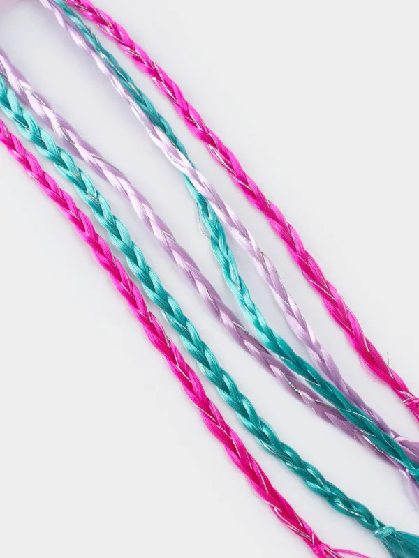 Hair clip, 32 cm, 2 pcs, children's, with strands, polyurethane / metal, Heart, Hairstyle, image-3