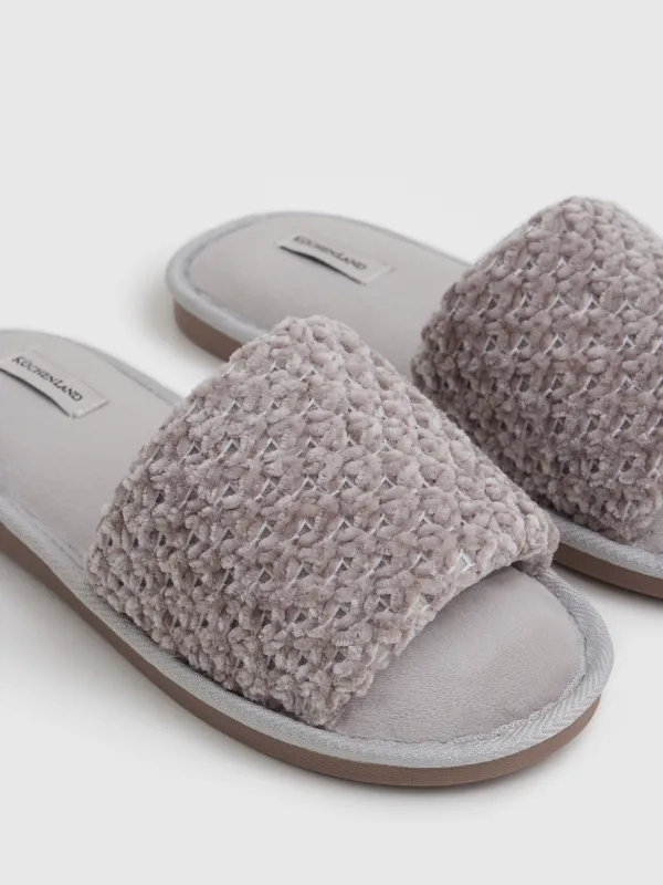 Women's slippers, homewear, size 36-37, chenille/velvet, sand, Chenille, image-3