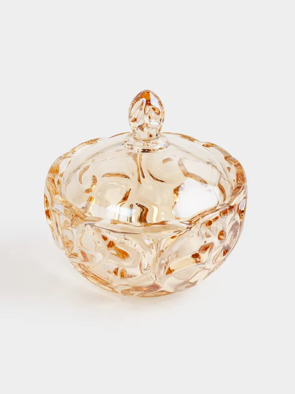 Storage container, 19x17 cm, 1 l, glass R, amber, Patterns, Gala, image-2