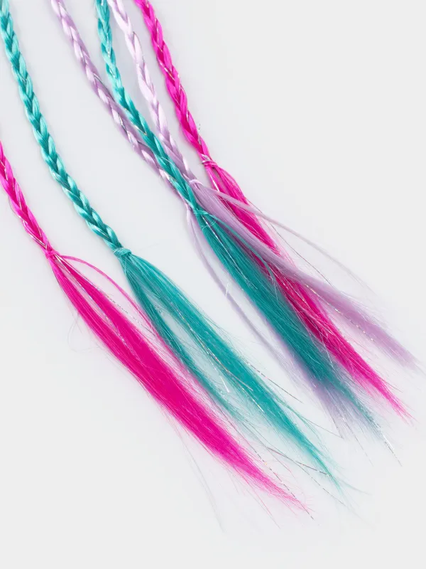 Hair clip, 32 cm, 2 pcs, children's, with strands, polyurethane / metal, Heart, Hairstyle, image-2