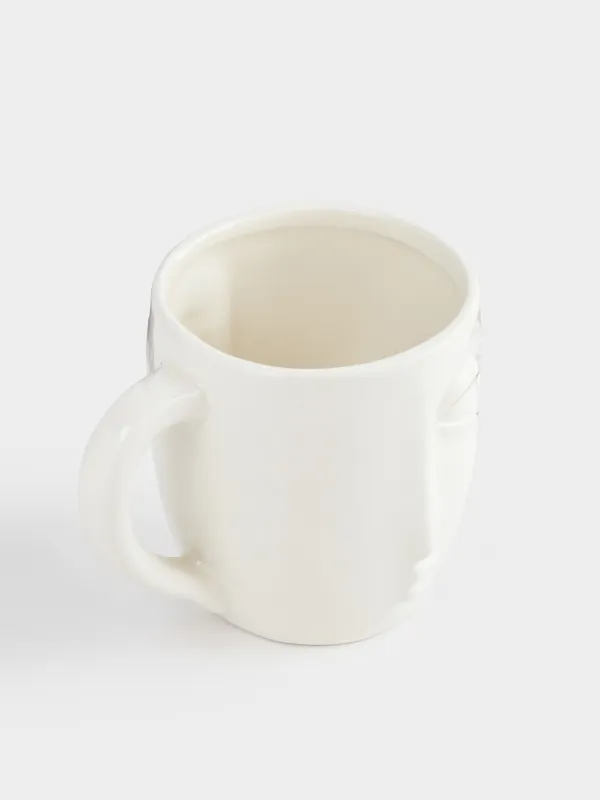 Mug, 450 ml, ceramic, white and gold, Face, Face, image-1