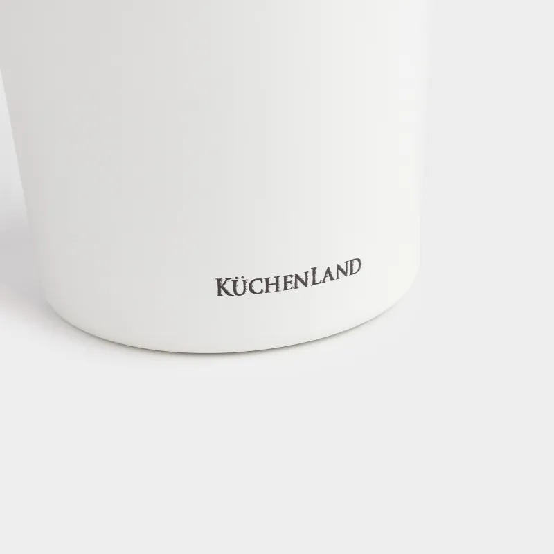 Thermo mug, 350 ml, steel / plastic, white, with inscription, Coffee time, image-5