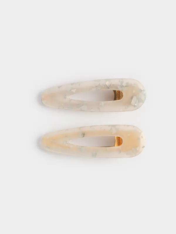 Hair clip, 7 cm, 2 pcs, Acrylic / metal, mother of pearl, Glam, Glam, image-0