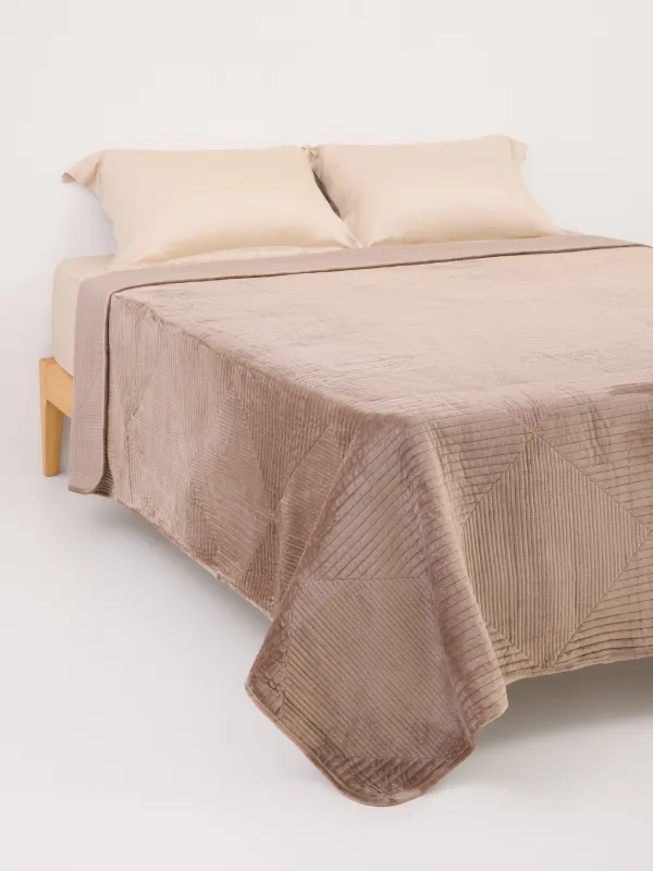 Bedspread, 220x240 cm, quilted, velvet/microfiber, brown, Rhombuses, Stitch velvet, image-0