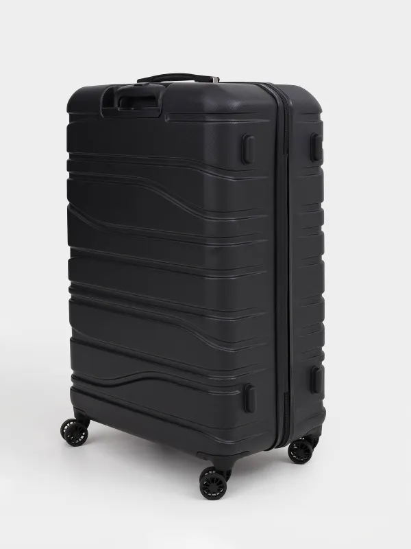 Suitcase L, 52x29x77 cm, 4.2 kg, with lock, plastic, black, Travel comfort, image-4
