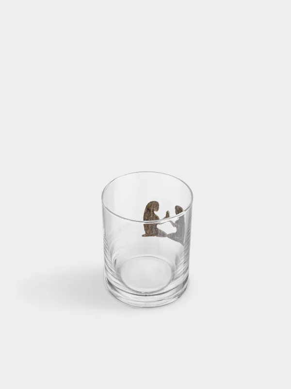 Drinking glass, 10 cm, 340 ml, glass/metal, golden, Gemini, Zodiac, image-2