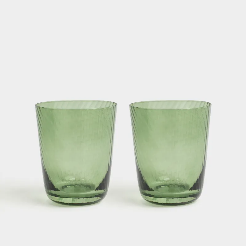 Glass, 11 cm, 420 ml, 2 pcs, glass, green, Molinella