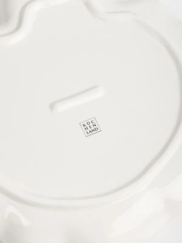 Snack plate, 24 cm, ceramic, milky, Wavy edge, Crumple, image-4