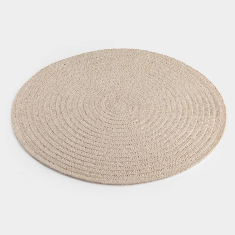Placemat, 38 cm, Chenille, round, sand, Chenill, image-1