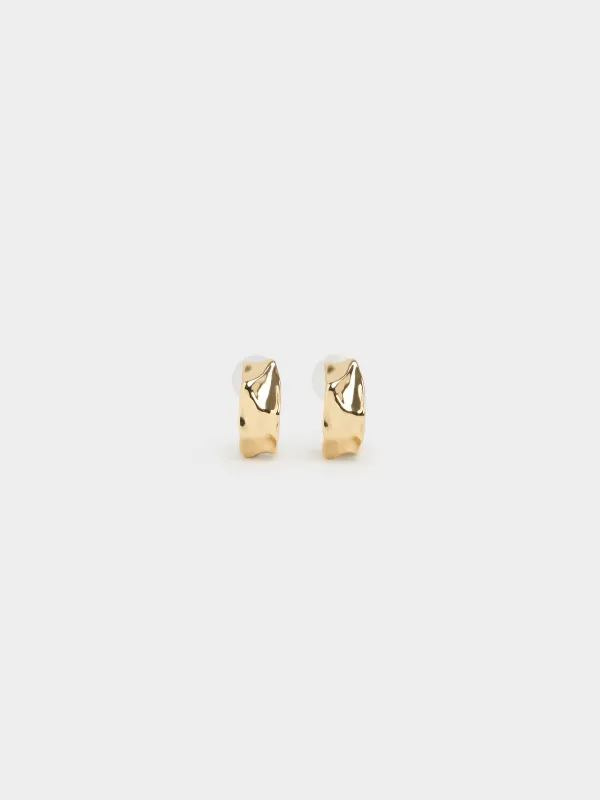 Stud earrings, 2 cm, 2 pcs, metal, gold, Jewelry, image-0