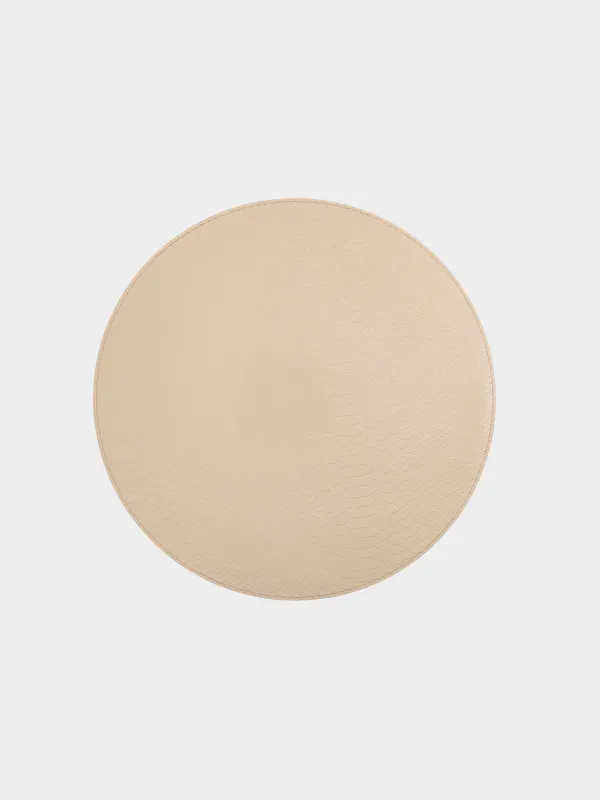 Placemat, 38 cm, polyurethane, round, beige, Snake scales, Rock, image-0