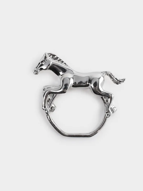 Napkin ring, 7 cm, metal, silver, Horse, Horse silver, image-2