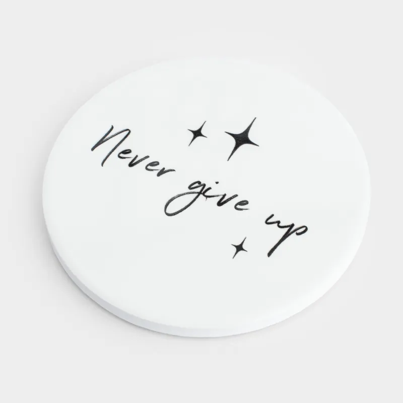 Coaster, 11 cm, ceramic / cork, round, White, Scroll, image-1