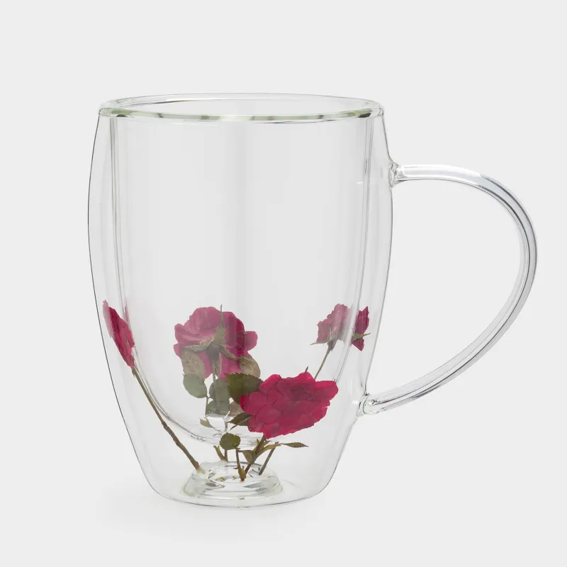 Mug, 330 ml, glass B, with dried flowers inside, Air decor