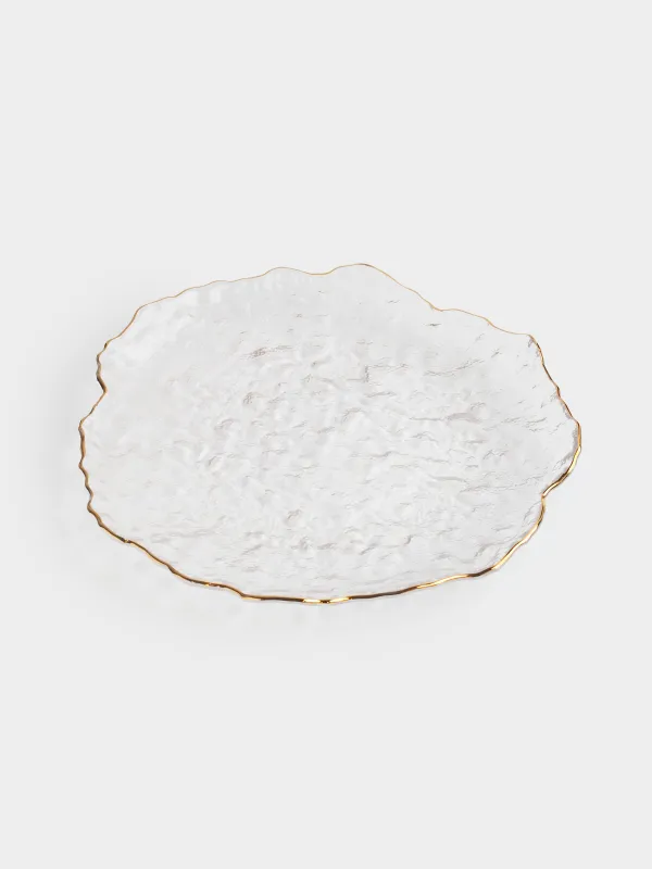 Dish, 26 cm, glass, with golden edging, Nautilus gold, image-0