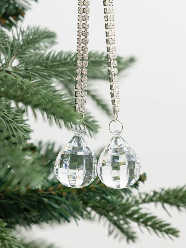 Christmas tree toy, 37 cm, plastic / metal, amber, Pendant with crystals and rhinestones, Ice crystal, image-3