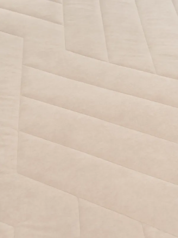 Bedspread, 220x240 cm, quilted, double-sided, velvet/microfiber, sand, Stitch velvet, image-3