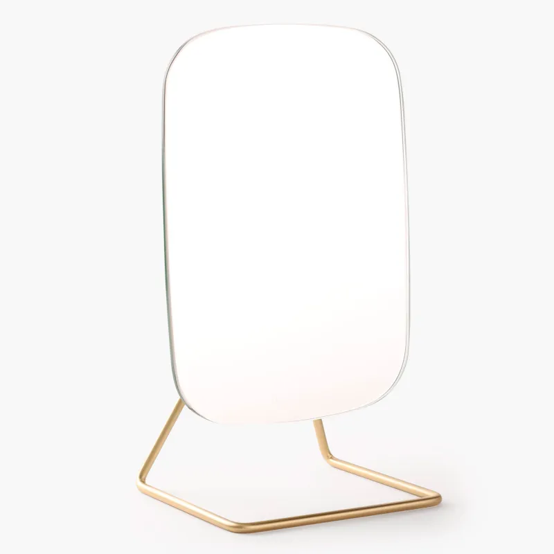 Table mirror, 25 cm, rotating, metal, rectangular, golden, Trend