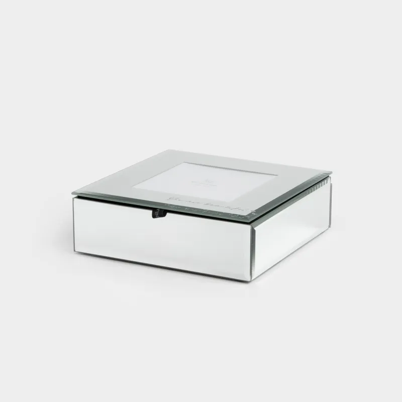 Jewelry box, 15x5 cm, with photo, glass, Mirror, Glossy