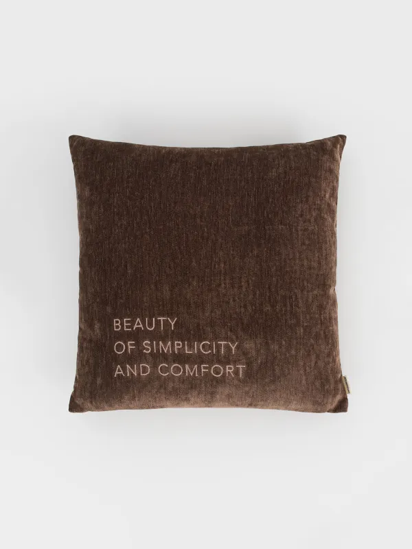Decorative pillow, 45x45 cm, chenille / velvet, brown, Chenill, image-0