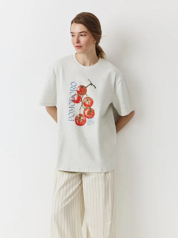 Women's T-shirt, size S, cotton, white, Pomodoro, Alvida, image-4