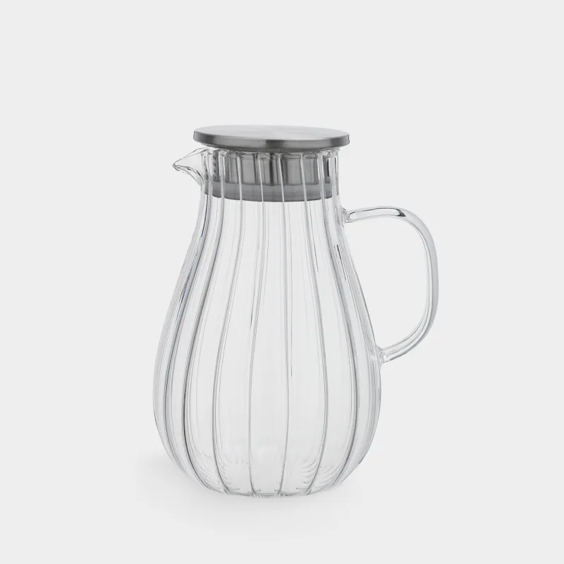 Jug, 1,8 l, with filter cap, used glass / steel, Camellia