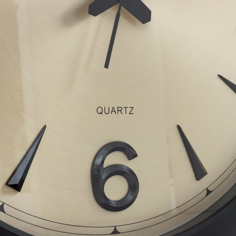 Wall clock, 40 cm, plastic/ glass, round, golden black, Dial, image-4