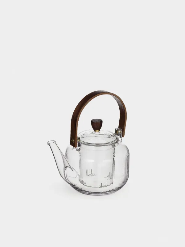 Teapot, 700 ml, glass B / wood, Ribby, image-3