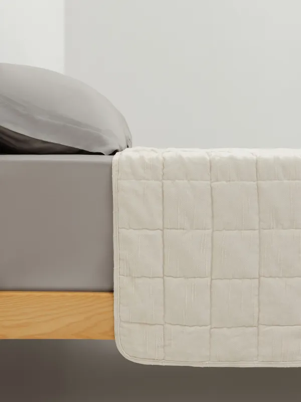 Bedspread, 220x240 cm, quilted, chenille/microfiber, beige, Squares, Stitch chenille, image-2